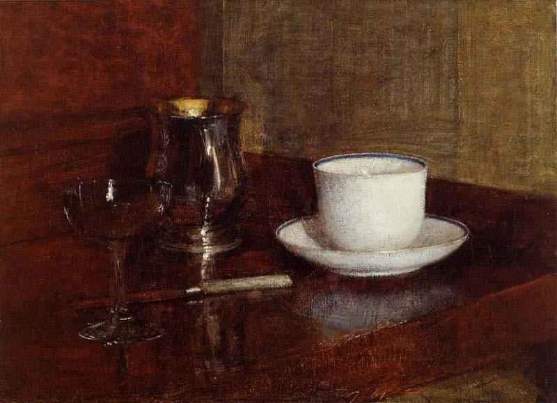 Henri Fantin-Latour Glass, Silver Goblet and Cup of Champagne